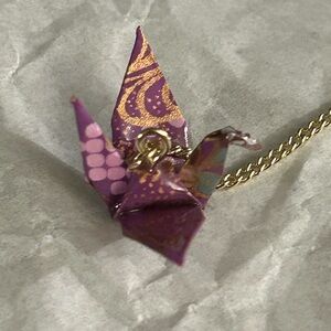 Purple Origami Crane Hook Chain Single Earring